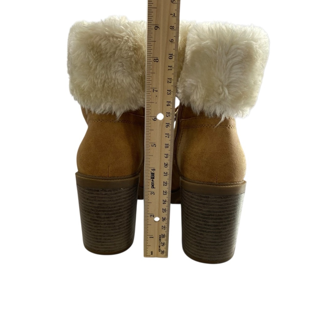 Guess‎ Hiker Grunge Fur Lug Sole Sweater Ankle Booties 9M Camel Chunky Jursy New - Picture 5 of 10